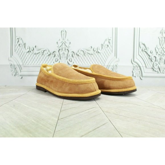 LL Bean Brown Suede Shearling Lined Wicked Good Venetian Slippers Size 9 M - Picture 3 of 11